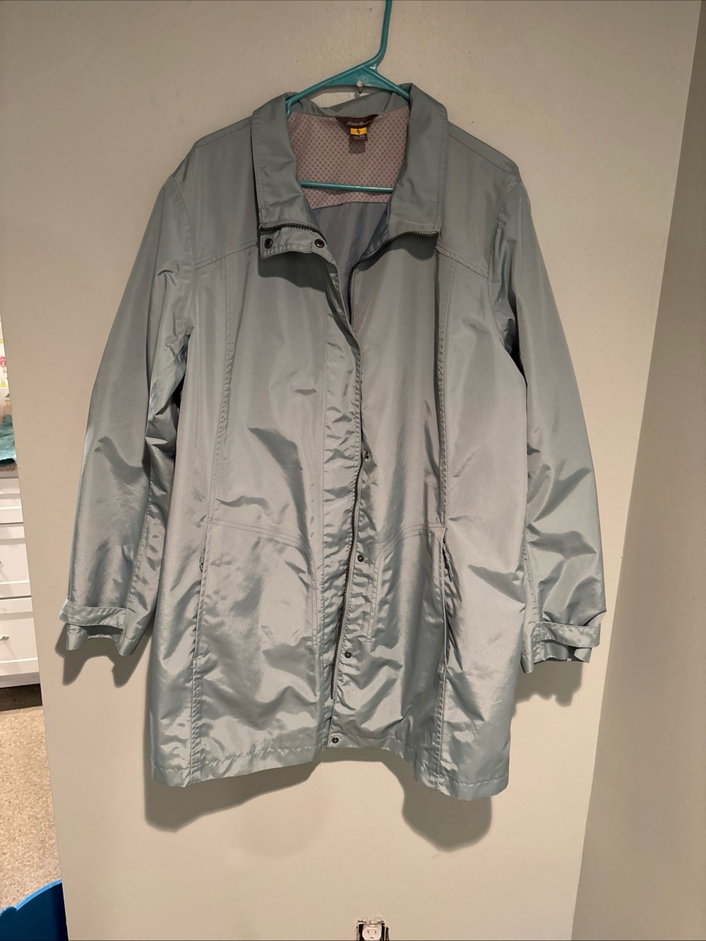 Eddie Bauer Travex Light Blue Women's Trench-Style Rain Jacket